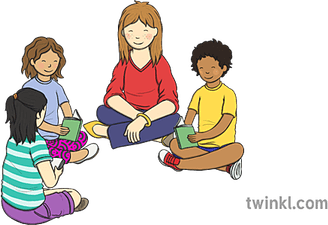 Three Kids Reading Book PNG