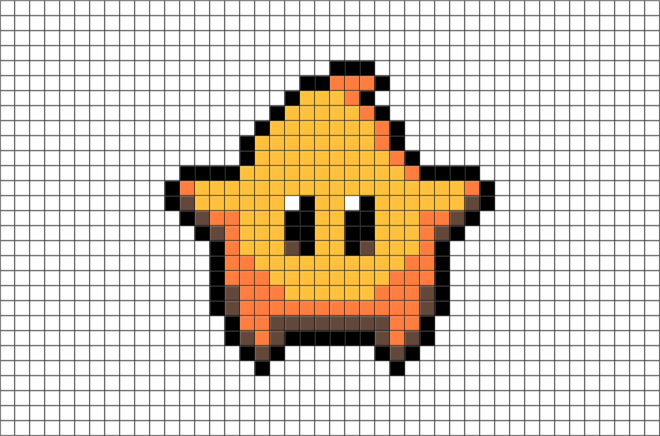 Mario 8 Bit Star PNG