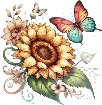Sunflower Butterfly PNG