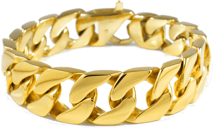 Gold Cuban Link Chain PNG