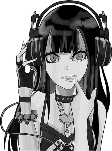 Anime Girl Black And White PNG