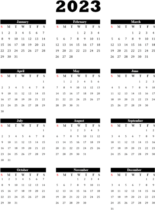 Calendar 2023 PNG