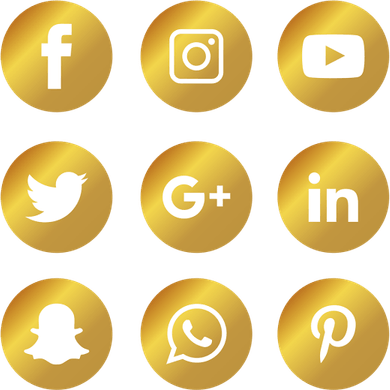 Golden Social Media Icons PNG
