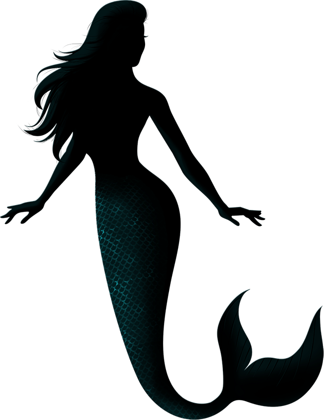 Silhouette Mermaids Swimming PNG