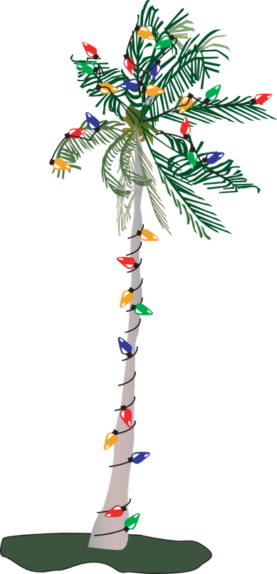 Palm Tree With Christmas Lights PNG