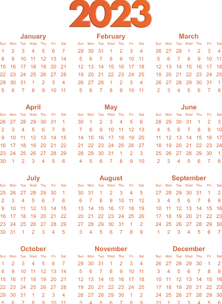 Calendar 2023 PNG