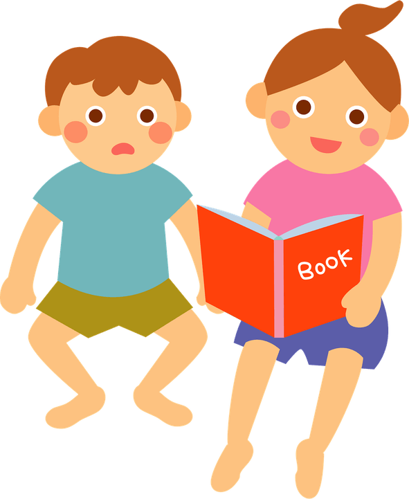 Child Reading Book PNG