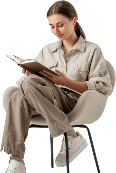 Woman Reading Book PNG