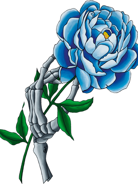 Skeleton Hand Holding Rose PNG