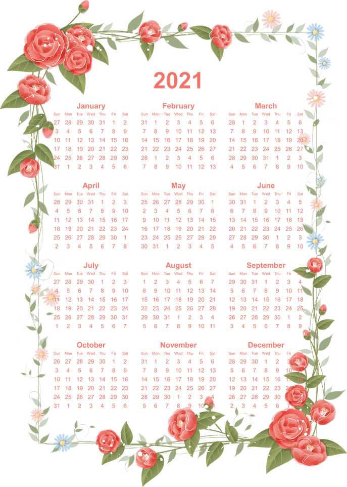 2021 Calendar PNG